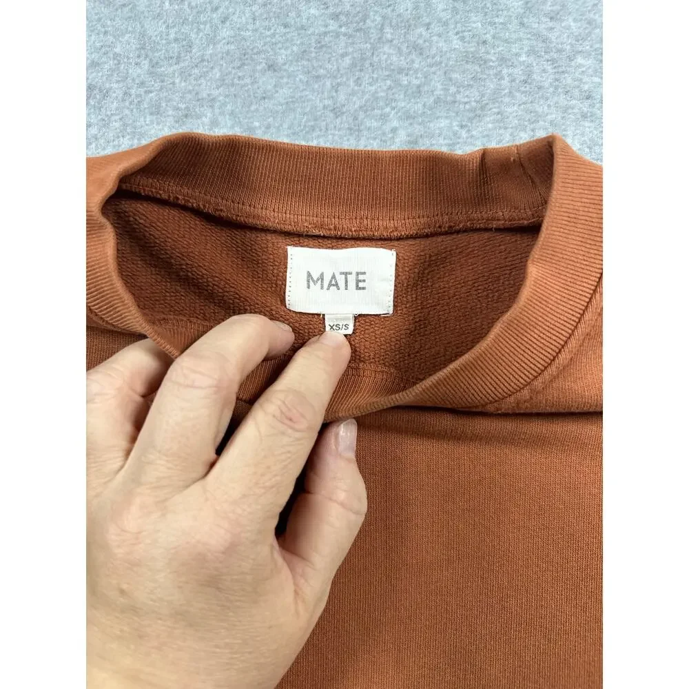 MATE the Label Organic Fleece Crew Neck Pullover Men's XS/S Terracotta Brown